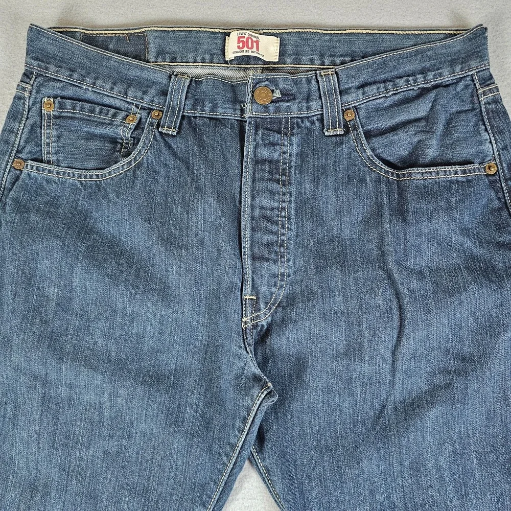 Y2K Levis 501 Jeans Mens 34x30 (32x28) Blue Denim Button Fly Classic Straight